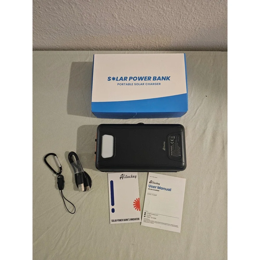 Hiluckey 27000mAh Solar Power Bank Charger 4 Panels HI-S225P Black